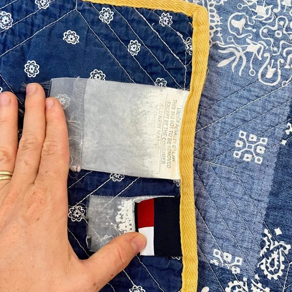 Tommy Hilfiger American Flag Quilt Bandana Patchwork Paisley Americana Folk USA